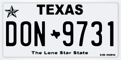 TX license plate DON9731