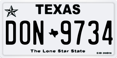 TX license plate DON9734