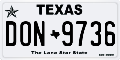 TX license plate DON9736