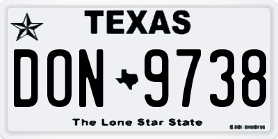 TX license plate DON9738