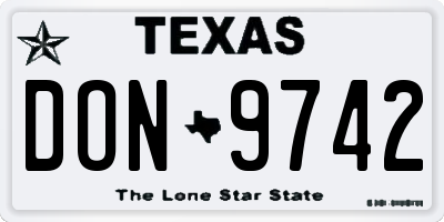TX license plate DON9742