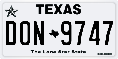 TX license plate DON9747
