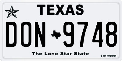 TX license plate DON9748