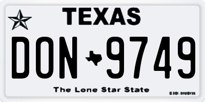 TX license plate DON9749