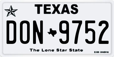 TX license plate DON9752