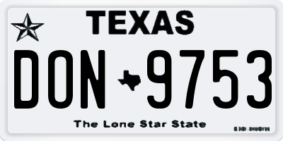 TX license plate DON9753