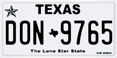 TX license plate DON9765