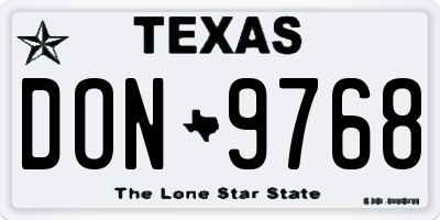 TX license plate DON9768