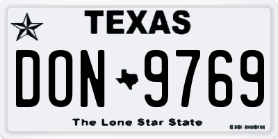 TX license plate DON9769
