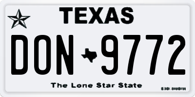 TX license plate DON9772