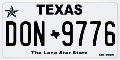 TX license plate DON9776