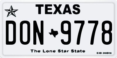TX license plate DON9778