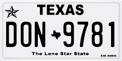 TX license plate DON9781