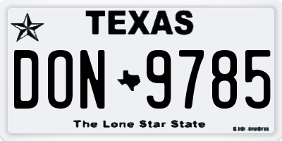 TX license plate DON9785