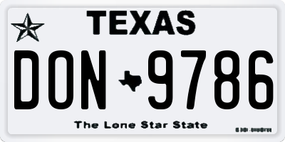 TX license plate DON9786