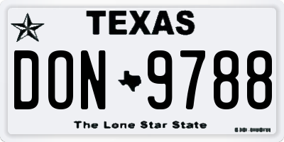 TX license plate DON9788