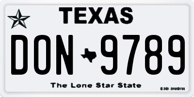 TX license plate DON9789