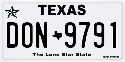 TX license plate DON9791