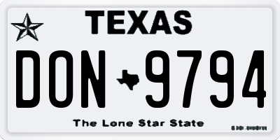 TX license plate DON9794