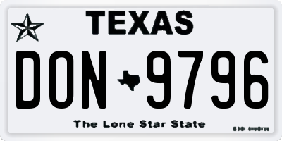 TX license plate DON9796