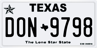 TX license plate DON9798