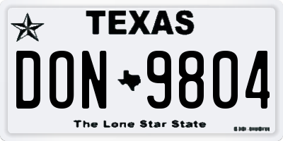 TX license plate DON9804