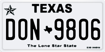 TX license plate DON9806