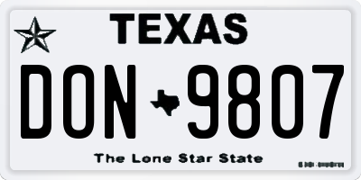 TX license plate DON9807