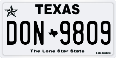 TX license plate DON9809