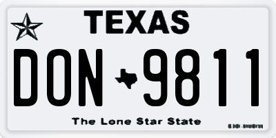 TX license plate DON9811
