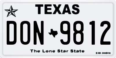 TX license plate DON9812