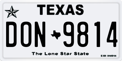 TX license plate DON9814