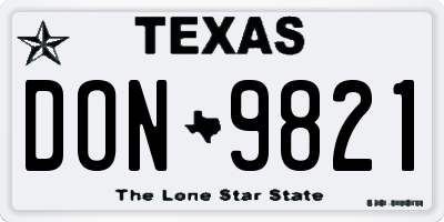 TX license plate DON9821