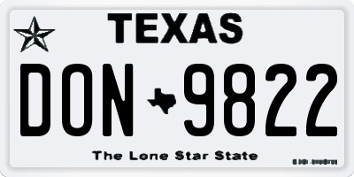 TX license plate DON9822