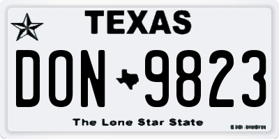 TX license plate DON9823