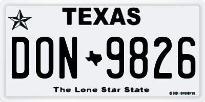 TX license plate DON9826