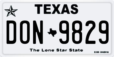 TX license plate DON9829