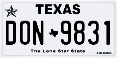 TX license plate DON9831