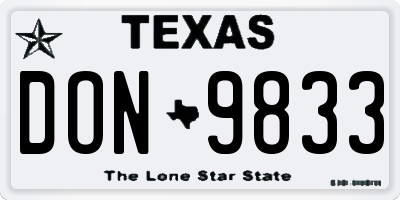 TX license plate DON9833