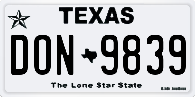 TX license plate DON9839