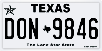 TX license plate DON9846