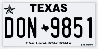 TX license plate DON9851
