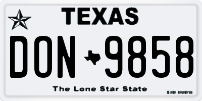 TX license plate DON9858