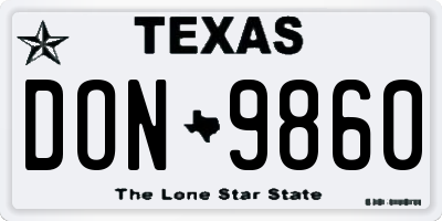 TX license plate DON9860