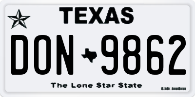 TX license plate DON9862