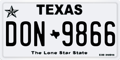 TX license plate DON9866