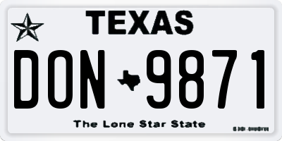 TX license plate DON9871