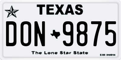 TX license plate DON9875