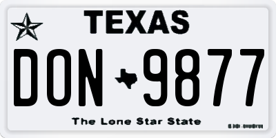 TX license plate DON9877