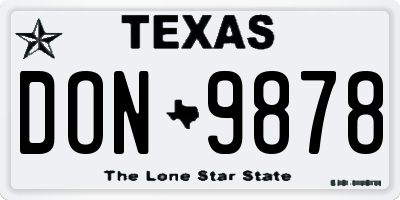 TX license plate DON9878